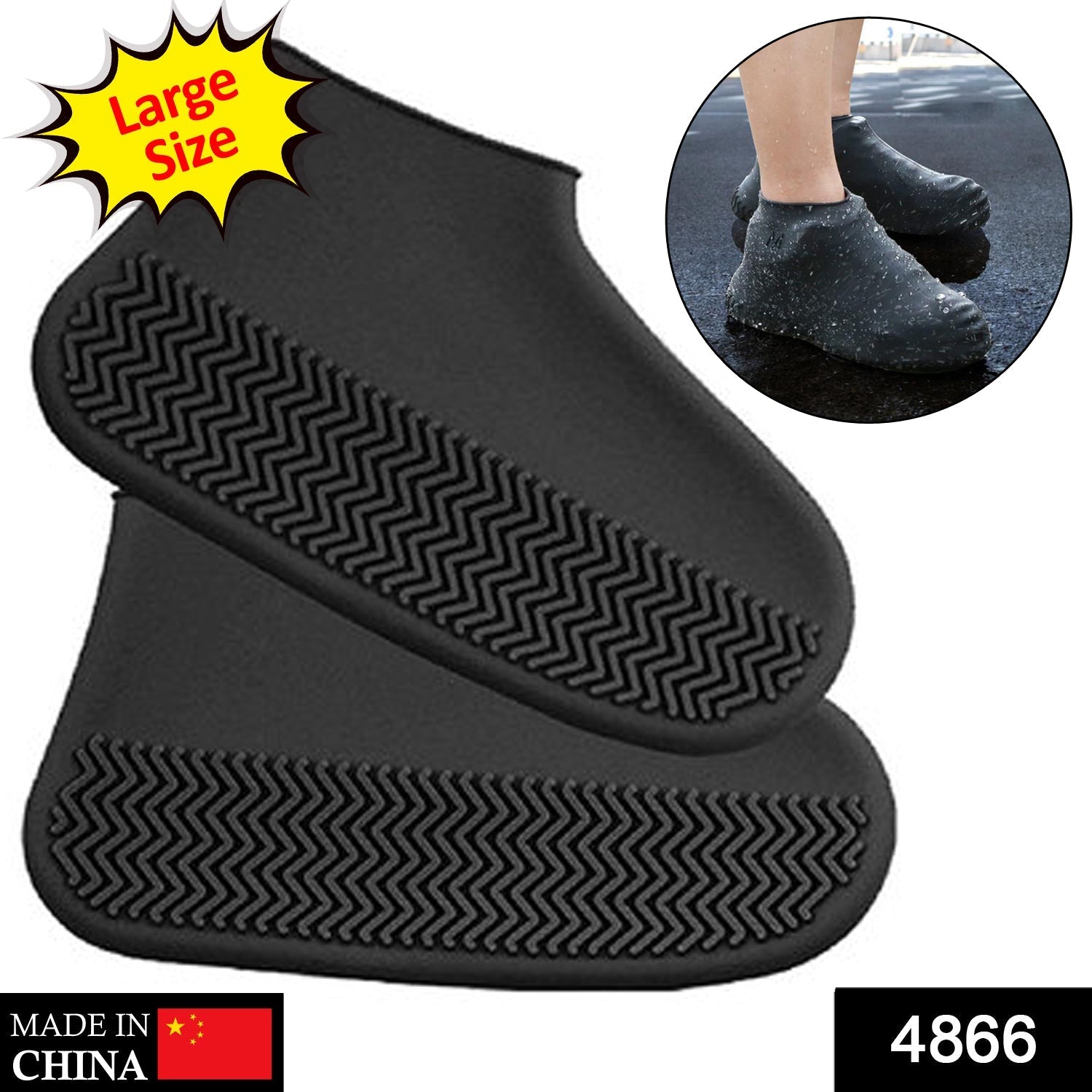 4866 Non-Slip Silicone Rain Reusable Anti skid Waterproof Fordable Boot Shoe Cover ( Large ) 4866 Non-Slip Silicone Rain Reusable Anti skid Waterproof Fordable Boot Shoe Cover ( Large )